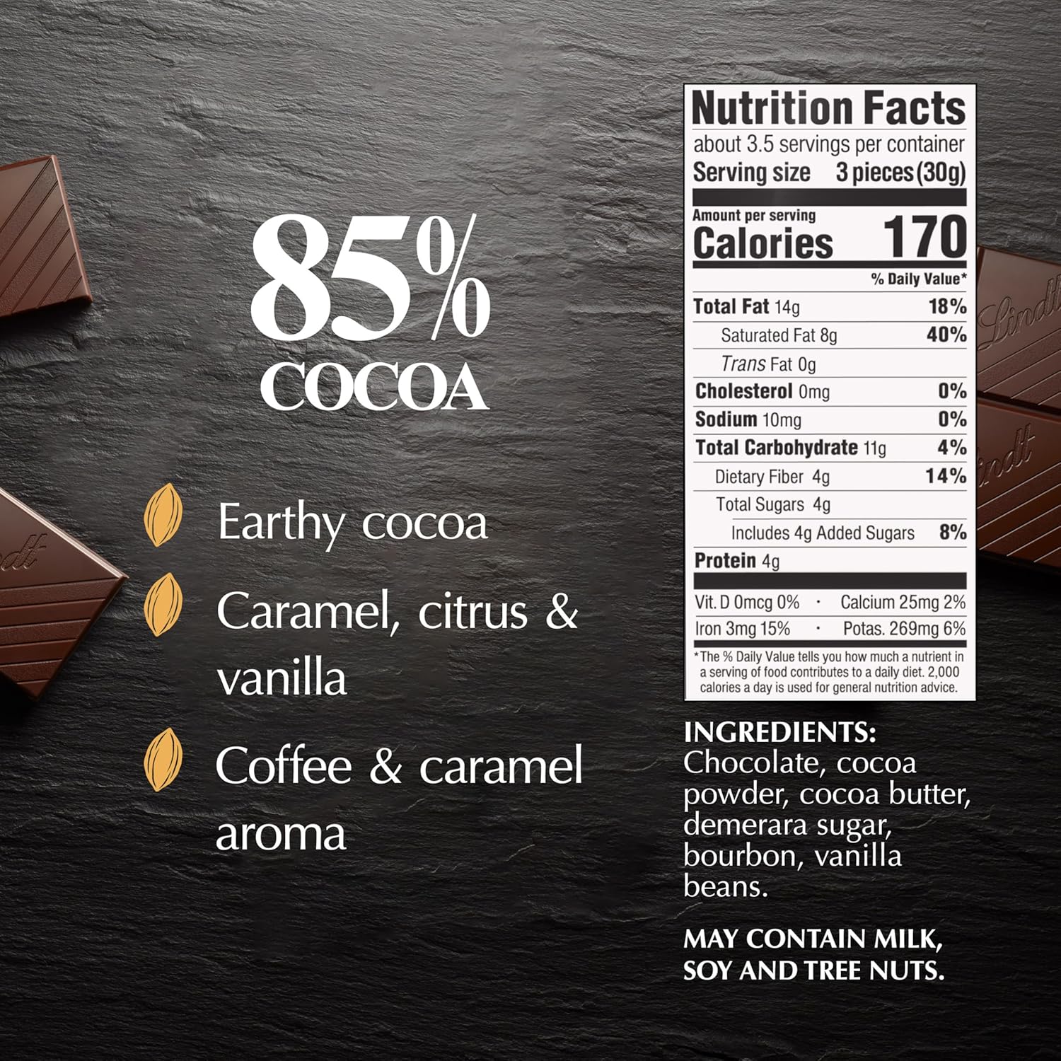 Lindt EXCELLENCE 85% Cocoa Dark Chocolate Bar